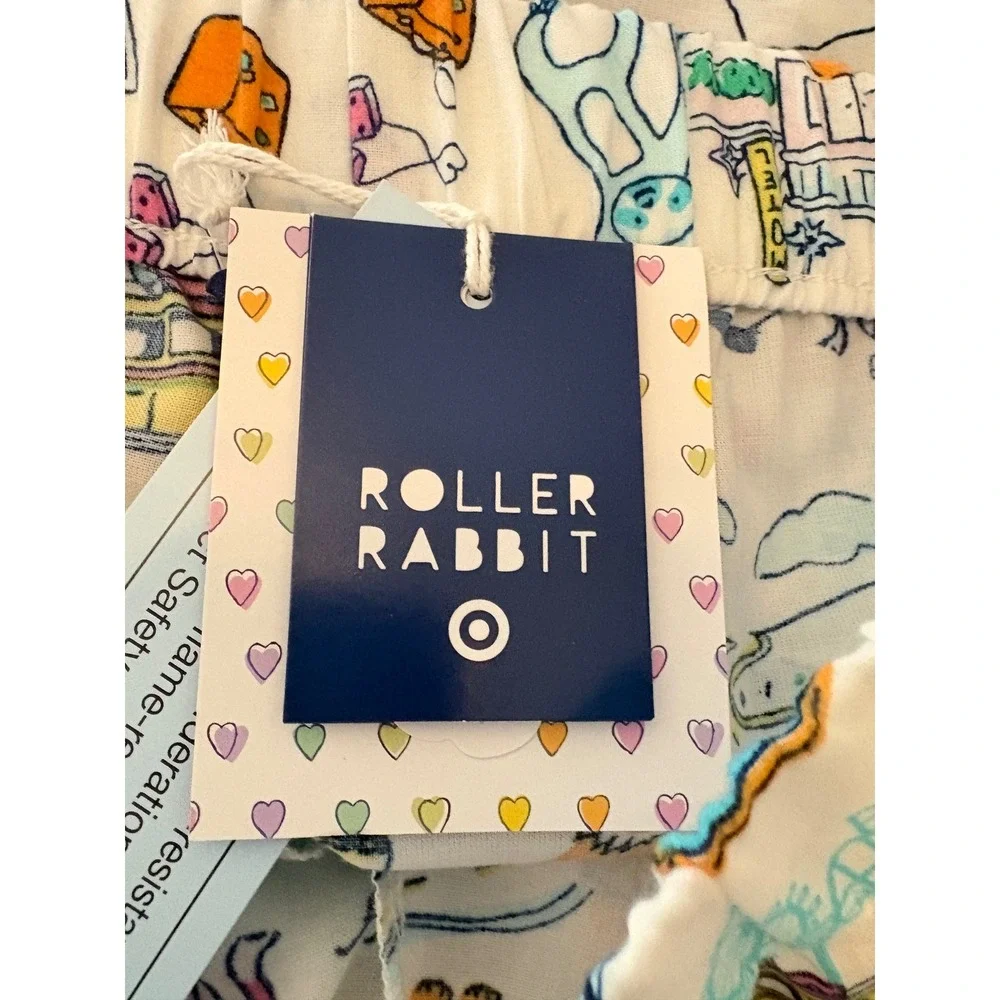 Roller Rabbit for Target Boys Road Trip Pajama Pants White Multi Large 10/12 NWT